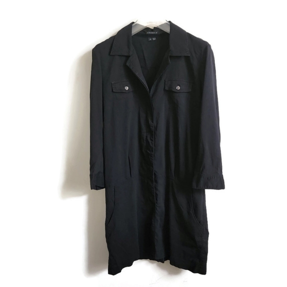 Theory Dresses Theory Linen Shirt Dress Black Drop Waist Sz 8